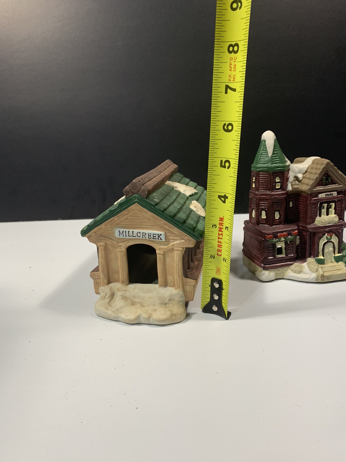 Winter Village Collectibles “Mill Creek” & “INN” – Porcelain Candle Holder w/Box