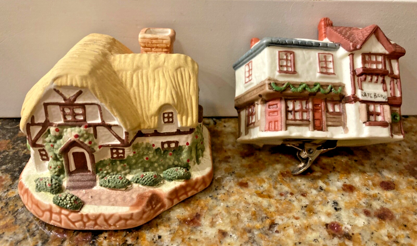 Two Ceramic Small Christmas Houses One Avon Cozy Cottage