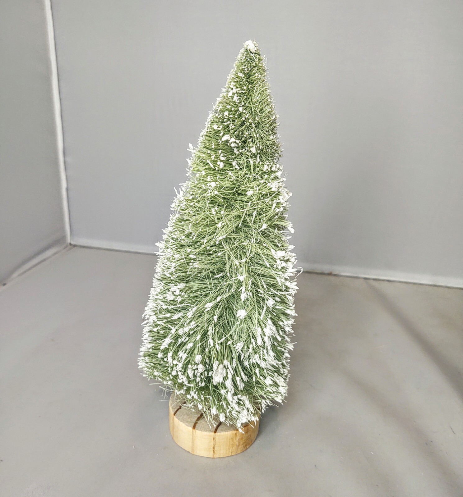 Christmas Village Miniature Light Green Pine Tree with Snow Holiday Home Decor