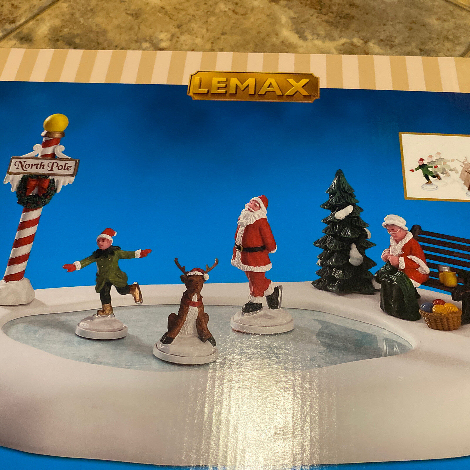 Lemax North Pole Ice Follies Animated Skating Pond -Holiday Village/Train