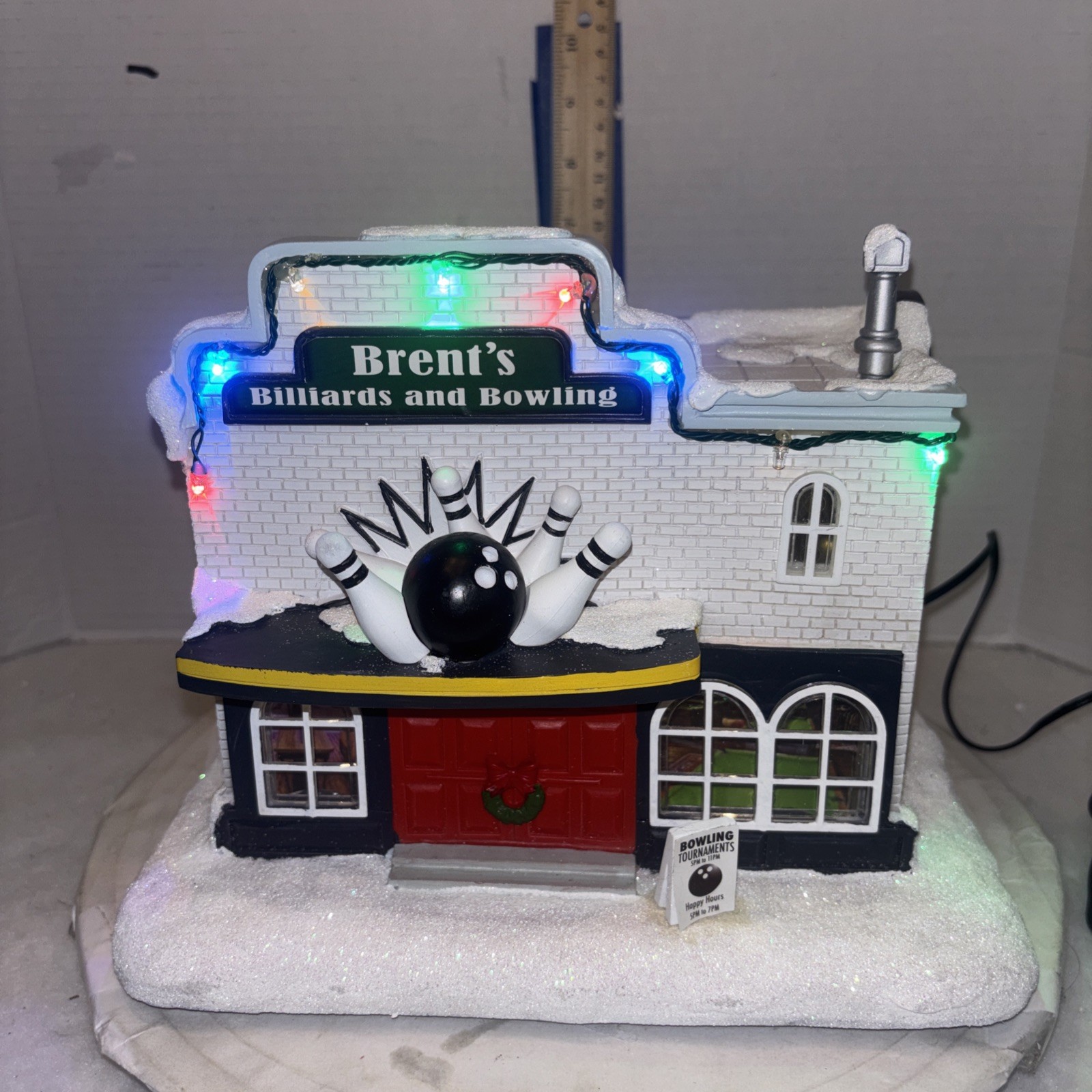 Carole Towne Brent’s Billiards and Bowling Lighted Village Scene LED 2023