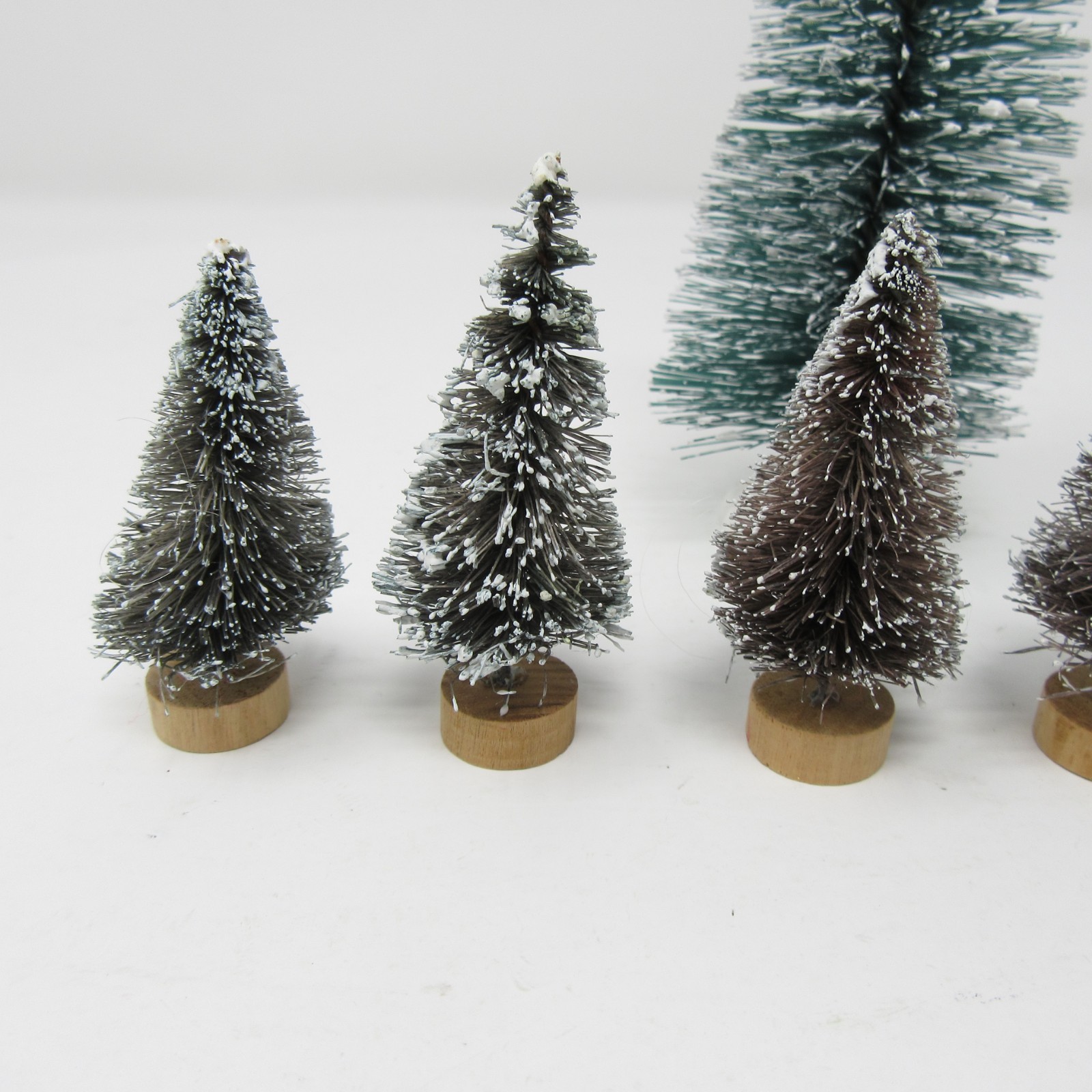 Bottle Brush Mini Trees Snow Flocked Christmas Village 2.5 to 6″ set of 6