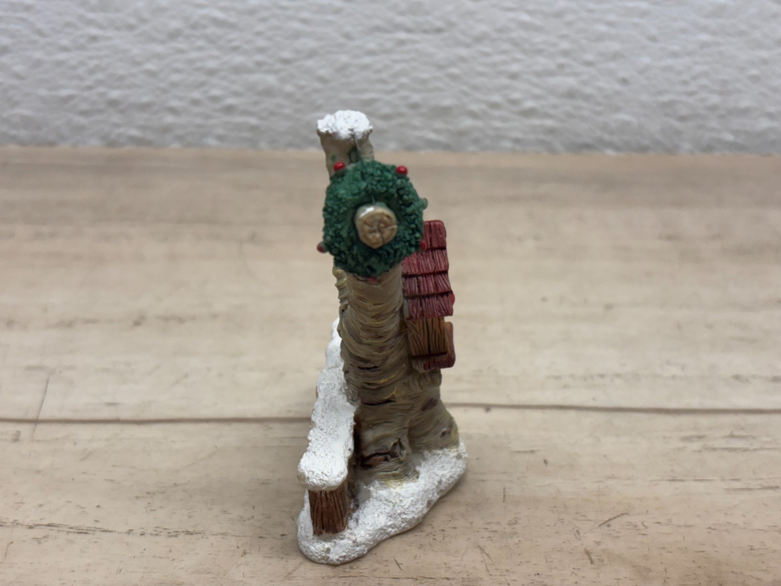 Christmas Village Figurines Set Of 4 People Horse Statue Rider & Bird House Tree