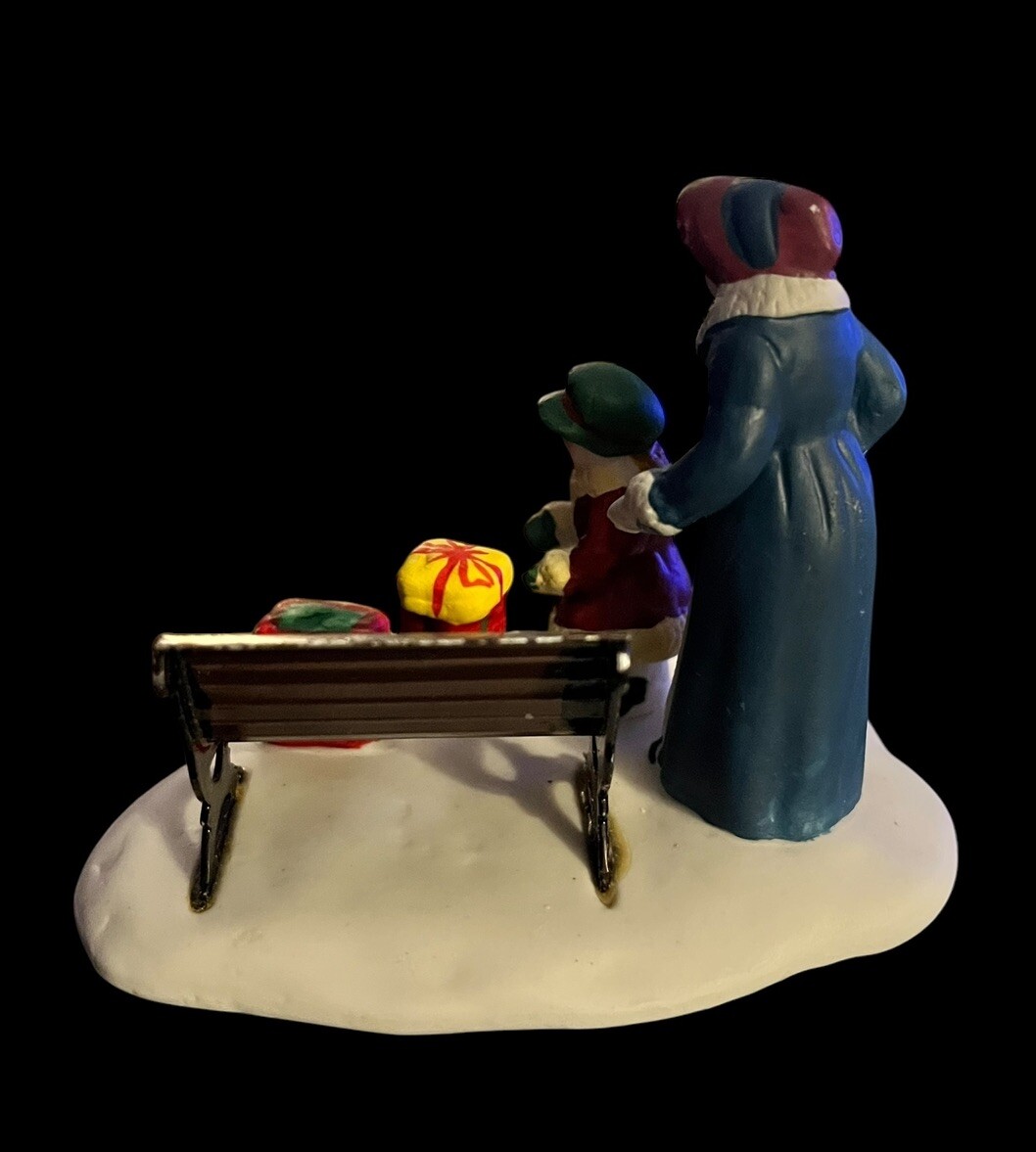 Vintage 1995 LEMAX Dickensvale Christmas Village Feeding Birds Figurine