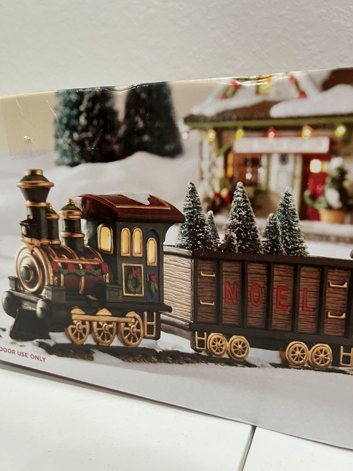St. Nicholas Square Village Collection Set of 3 Train Set Illuminated With Box