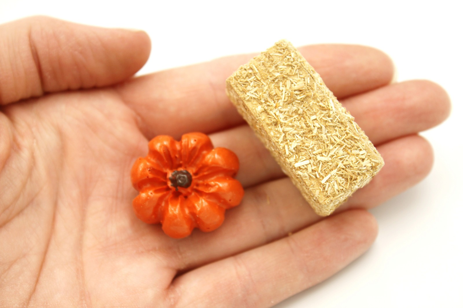 Miniature 24Pk Pumpkins or Hay Bales: Fall Fairy Garden, Haunted Village Decor