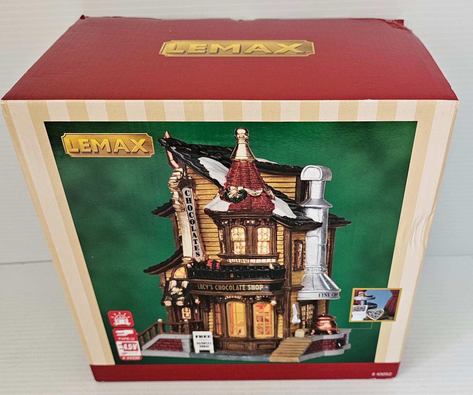 Lemax #45052 Village Collection ~ Lucy’s Chocolate Shop ~ Porcelain Lit 2004