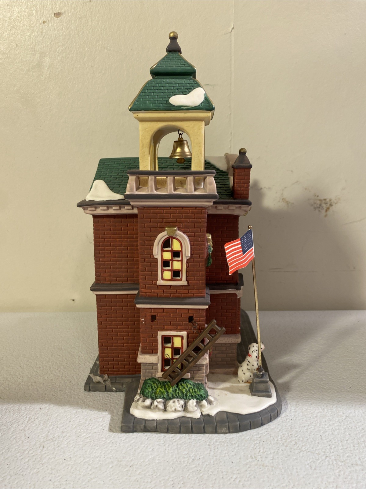 O’well Heartland Valley Lighted Christmas Village Fire Department Dalmatian Bell