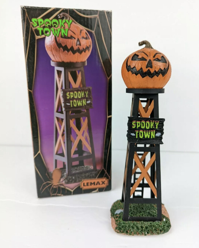 Lemax Spooky Town Evil Pumpkin Water Tower -Jack-O-Lantern Holiday Village
