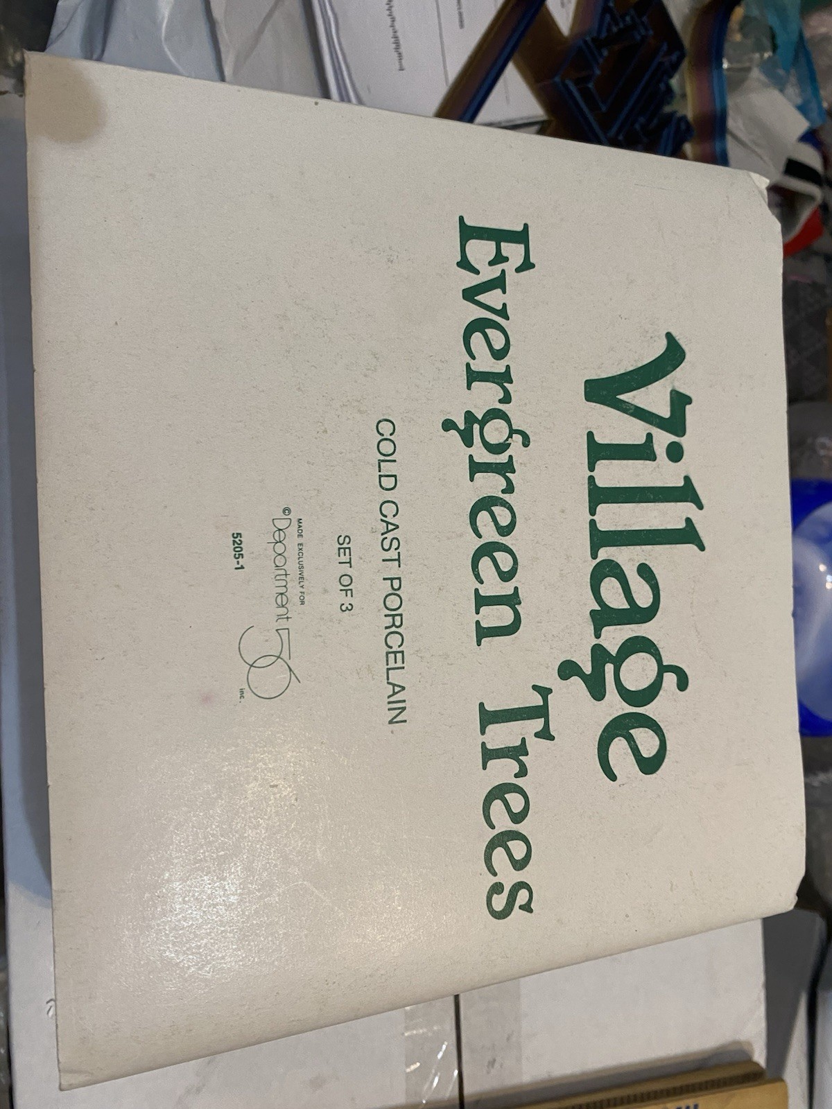 VILLAGE EVERGREEN TREES COLD CAST PORCELAIN, 5205-1 DEPARTMENT 56 SET OF 3 BOXED