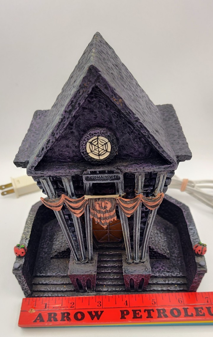 Vtg Hawthorne Village Town Hall Nightmare Before Christmas Halloween With Cord