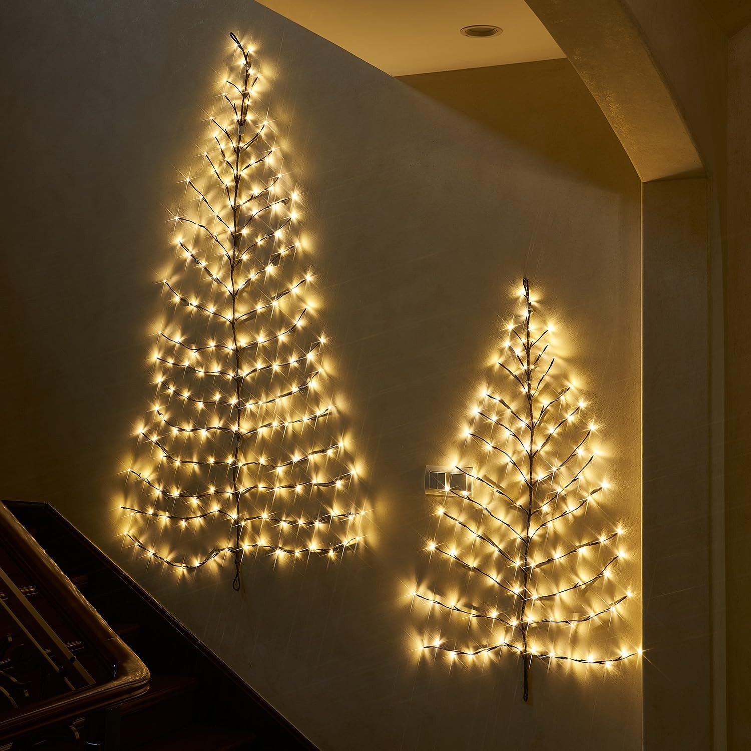 Fudios Lighted Wall Tree 6FT 180LED Warm White for Home 6FT, Whihite