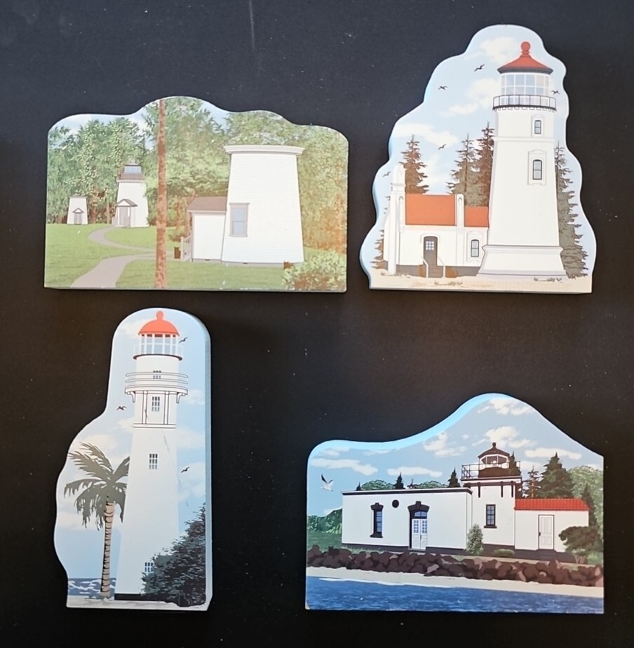 The Cats Meow Village Vintage Lot of 4 Historic Lighthouses Point No Point