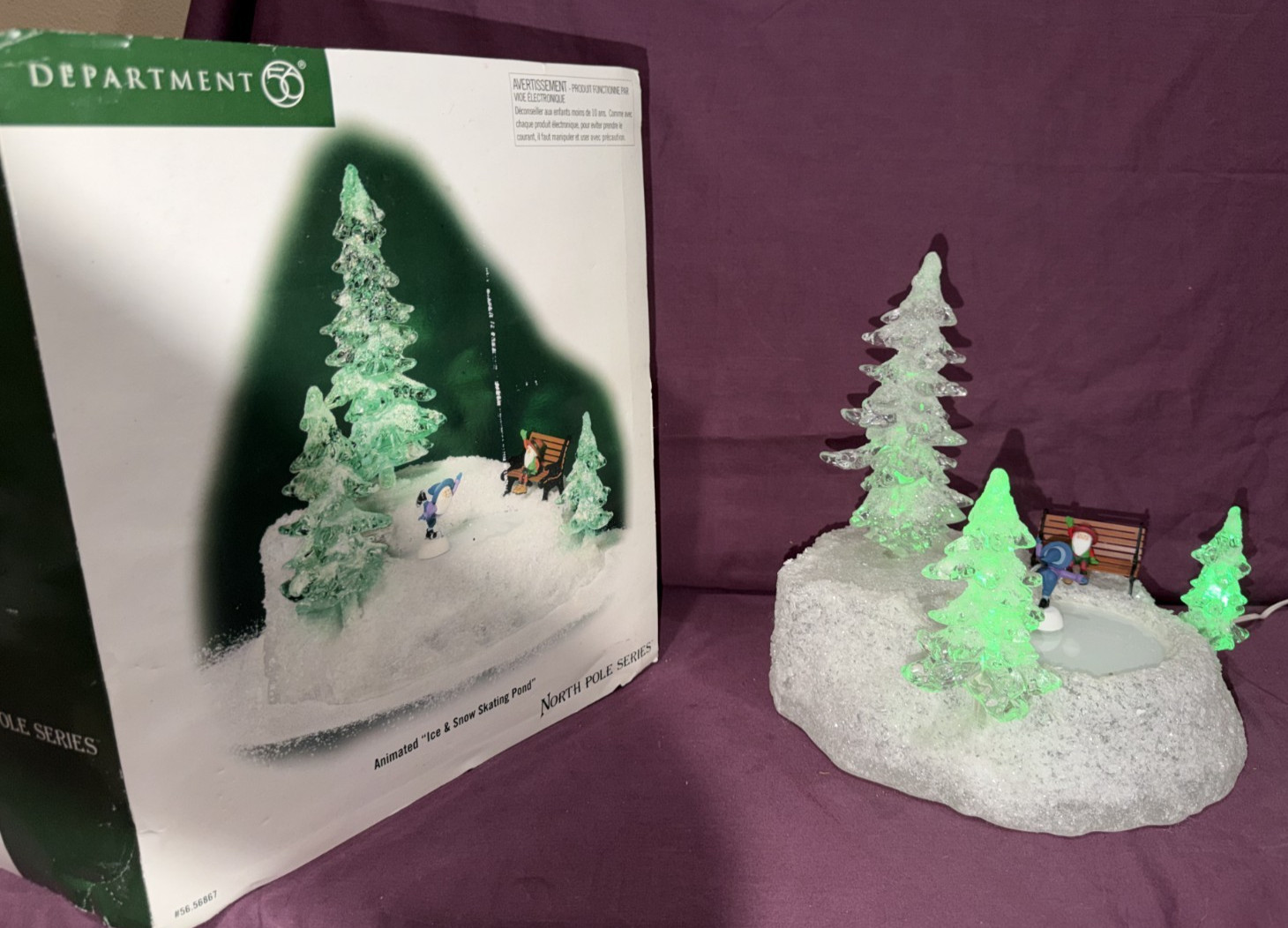 Department 56 Animated “Ice & Snow Skating Pond” Skater Bench