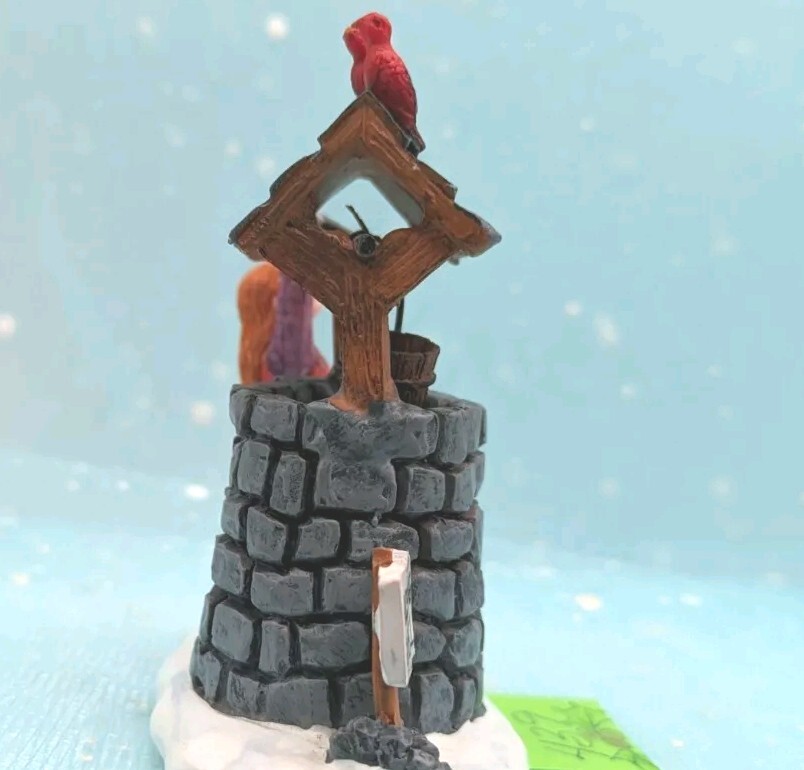 Lemax adorable girl wishing well birds Christmas Village Figurine LOOSE INV439