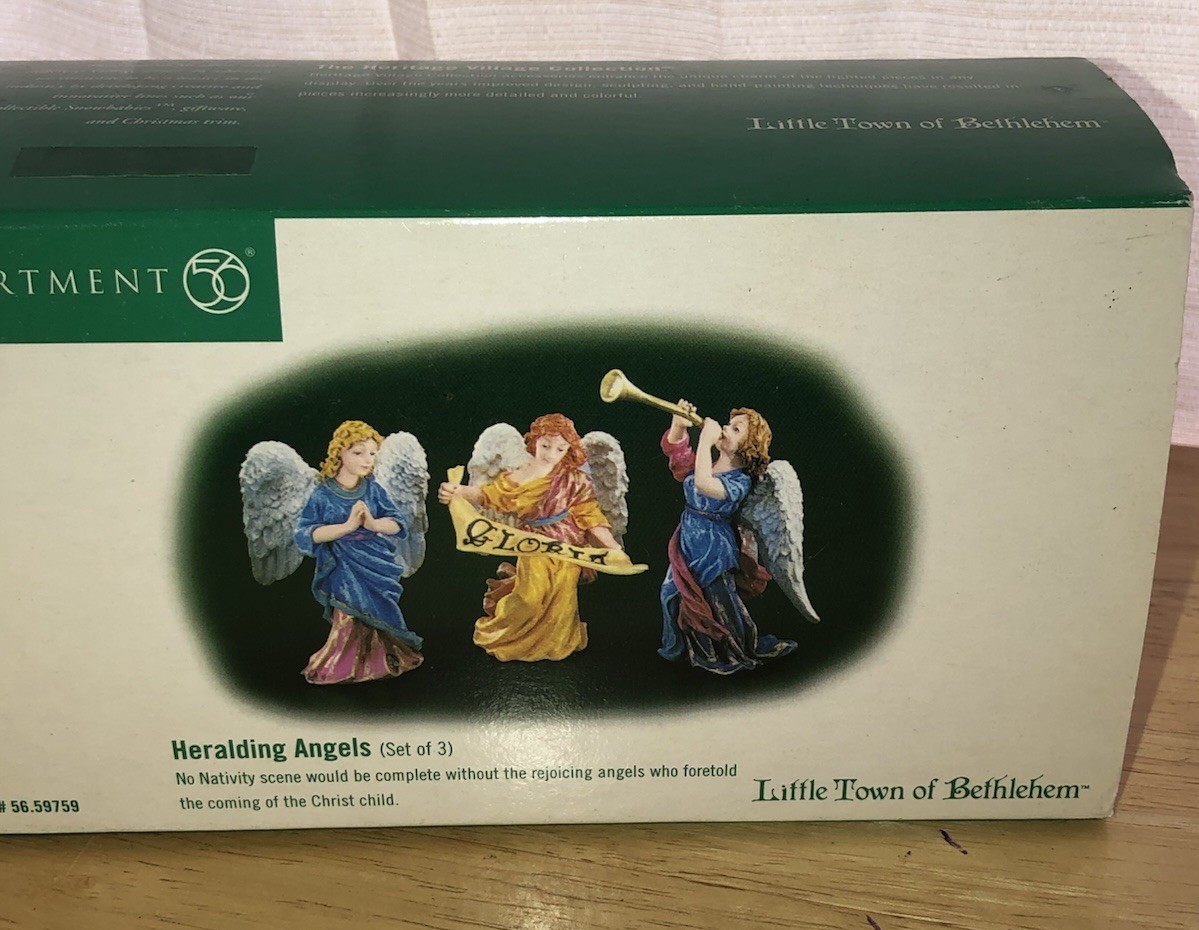 Dept 56 Little Town of Bethlehem Heralding Angels Set 3 #56.59759 Box