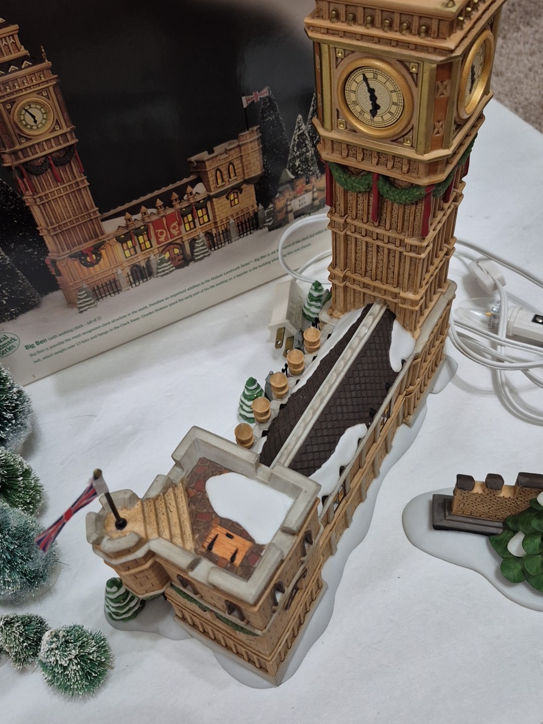 Department 56 Dickens Village “Big Ben” In Original Box With Light & Trees 58341