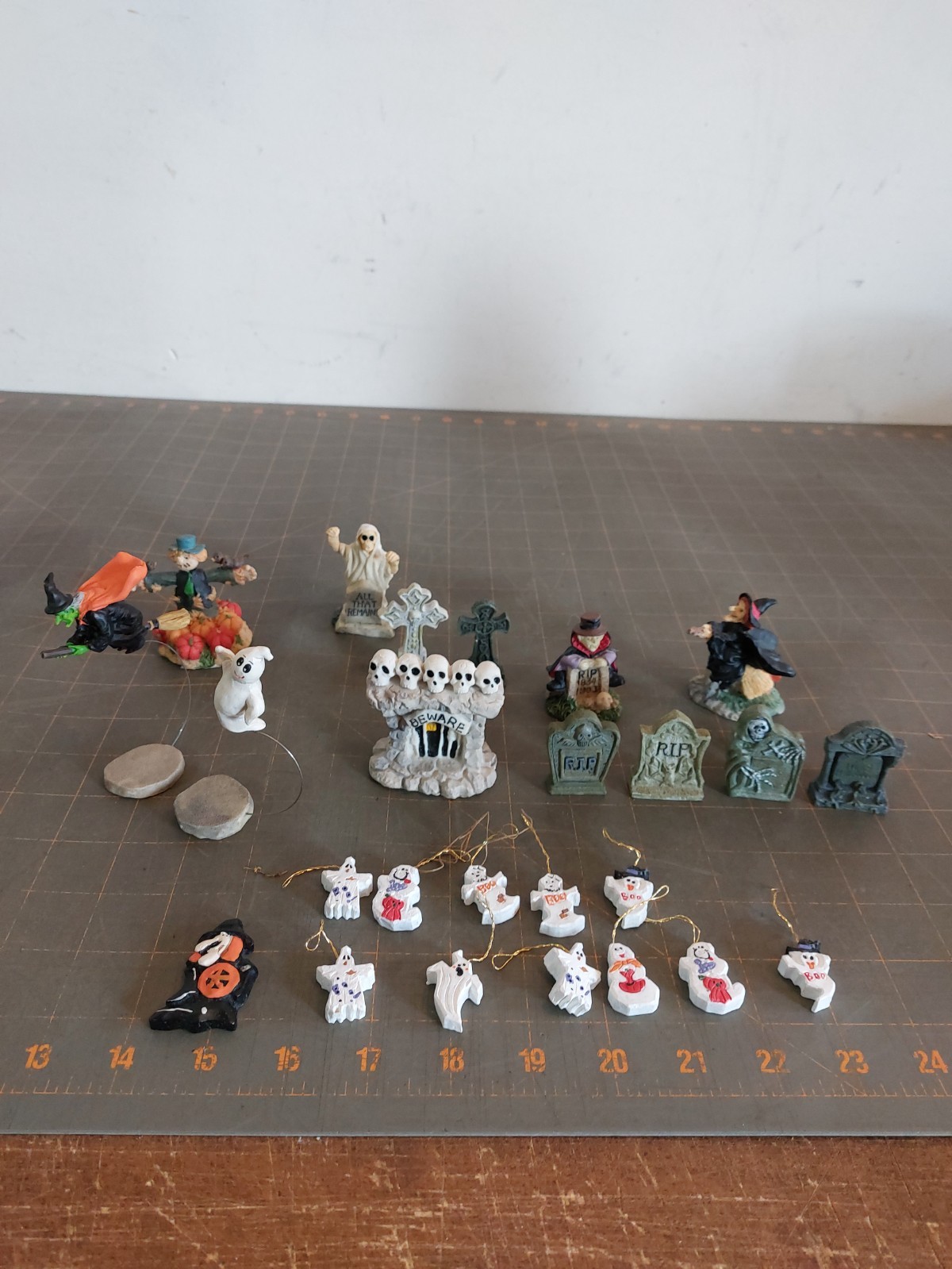 Lot of Halloween Figurines Village Ghosts Tombstones Witch Graveyard