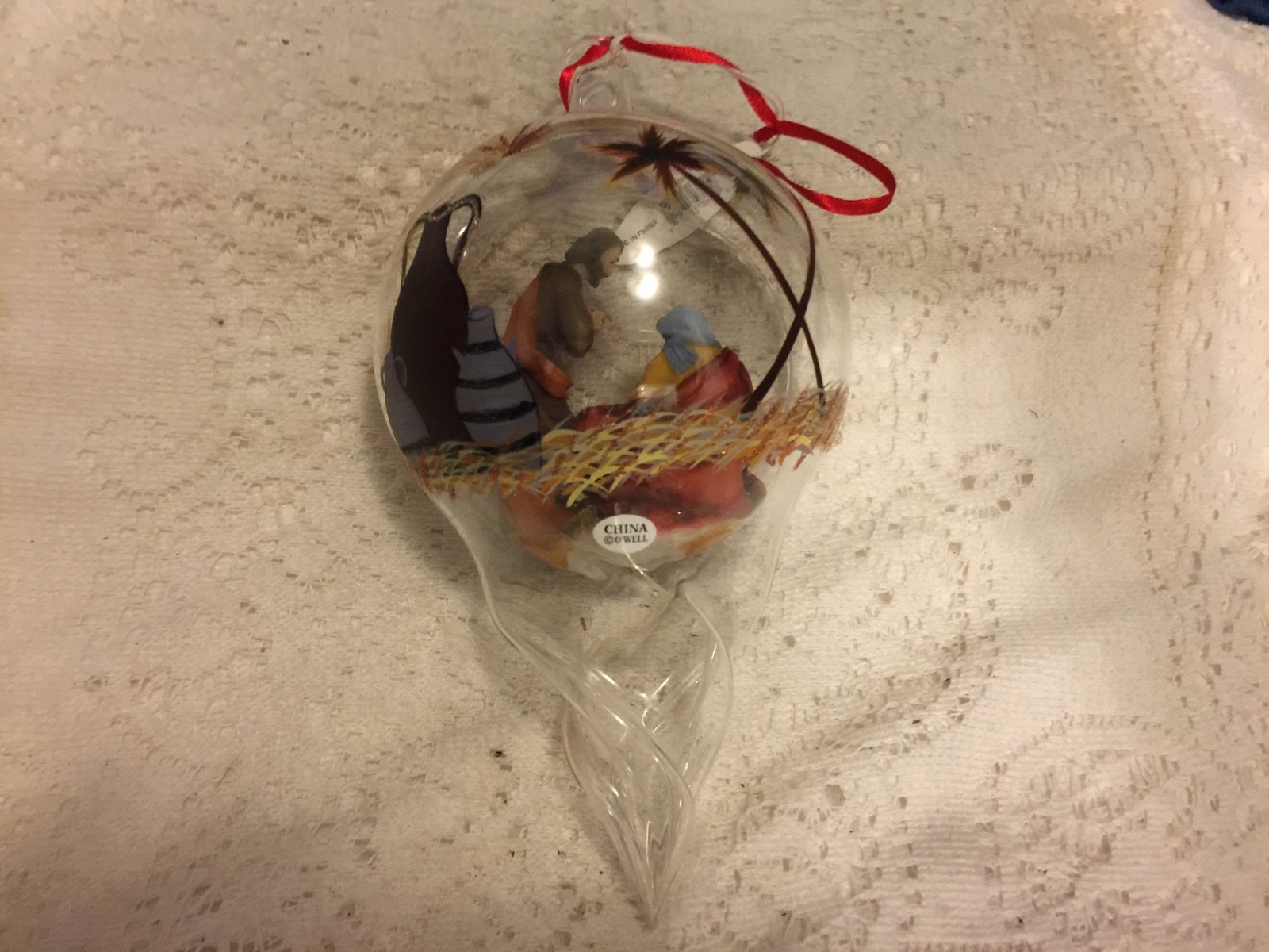 Celebrations 2001 O’Well Holy family inside blown glass ornament