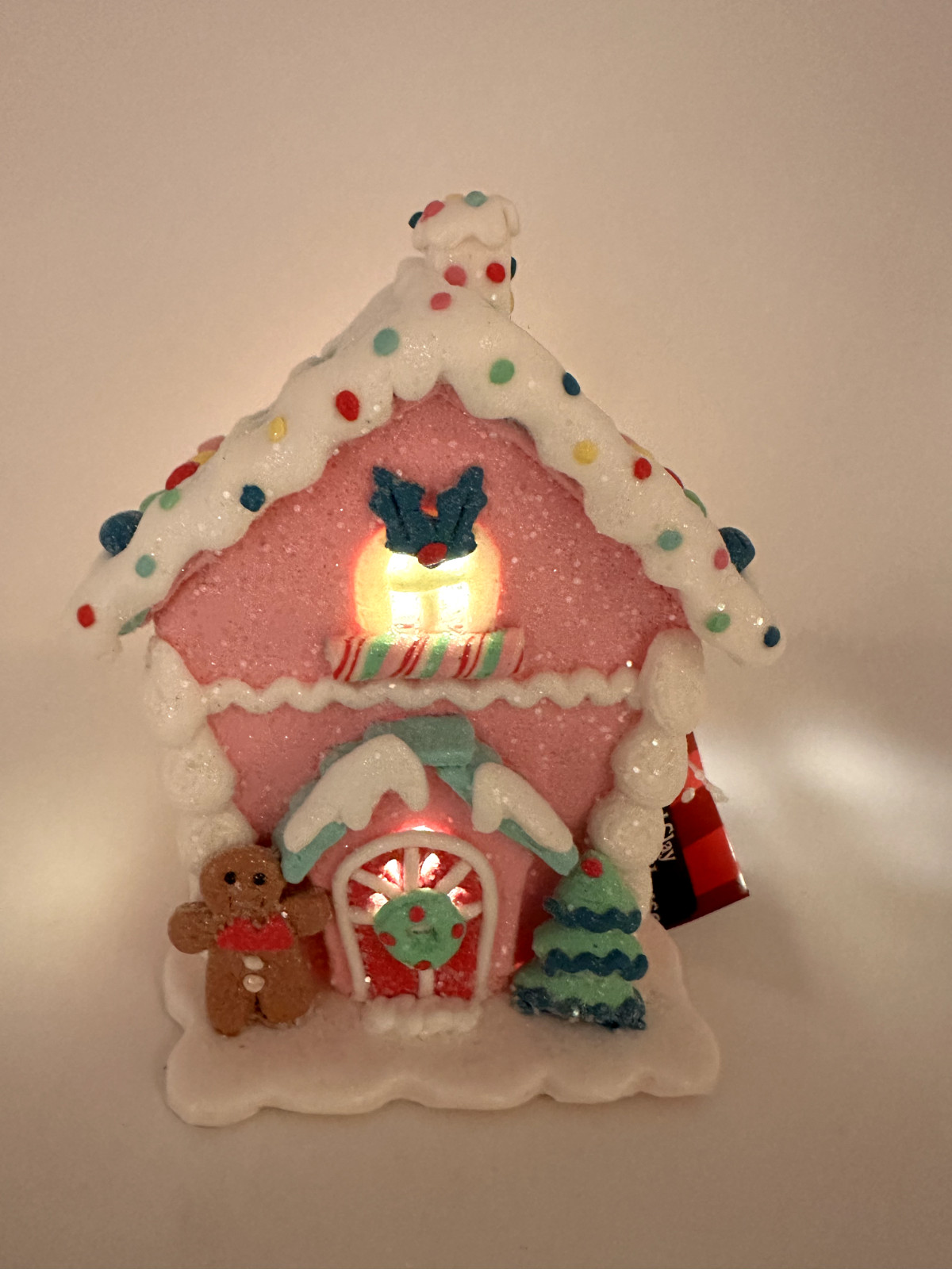 Gingerbread House, Candyland Christmas Village, Pastel Pink, Blue, White NEW 5″