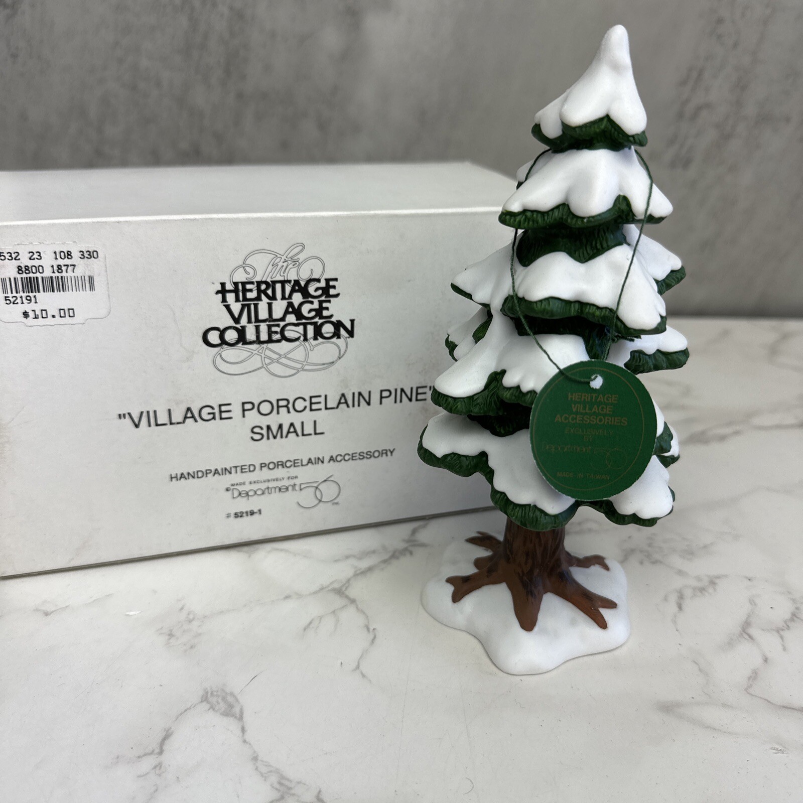 Department Dept 56 Christmas Village Porcelain Pine Tree Small 5219-1 In Box 7″