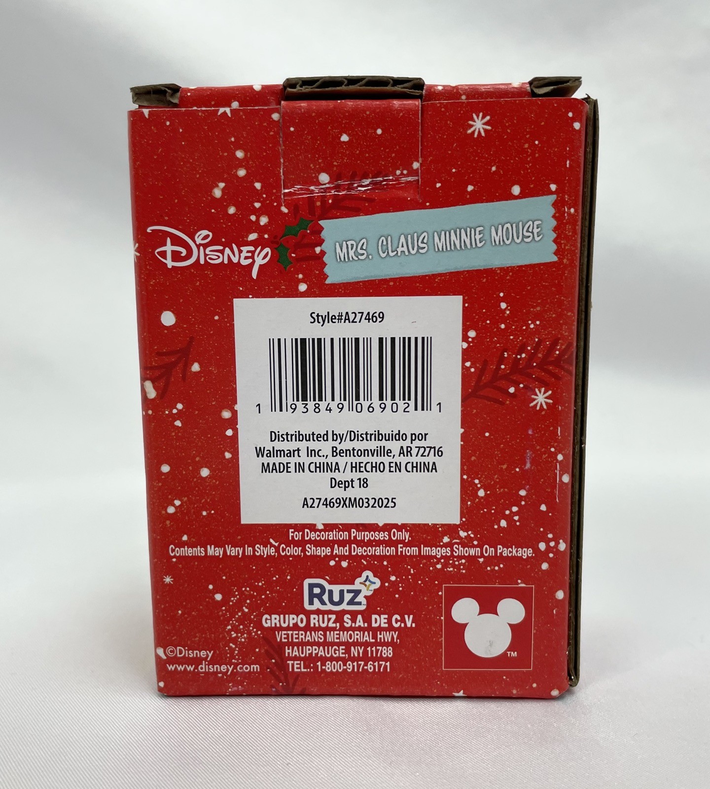 Ruz Disney Mrs. Claus Minnie Mouse Tree Christmas Village Figure Decorative 3.5″