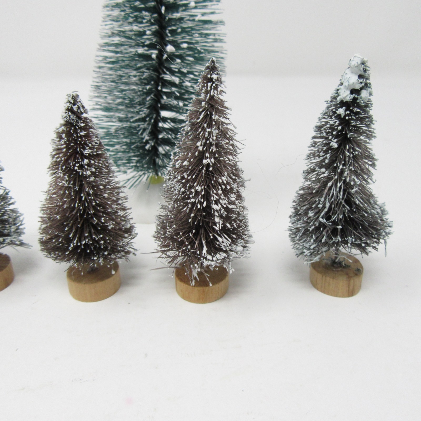 Bottle Brush Mini Trees Snow Flocked Christmas Village 2.5 to 6″ set of 6