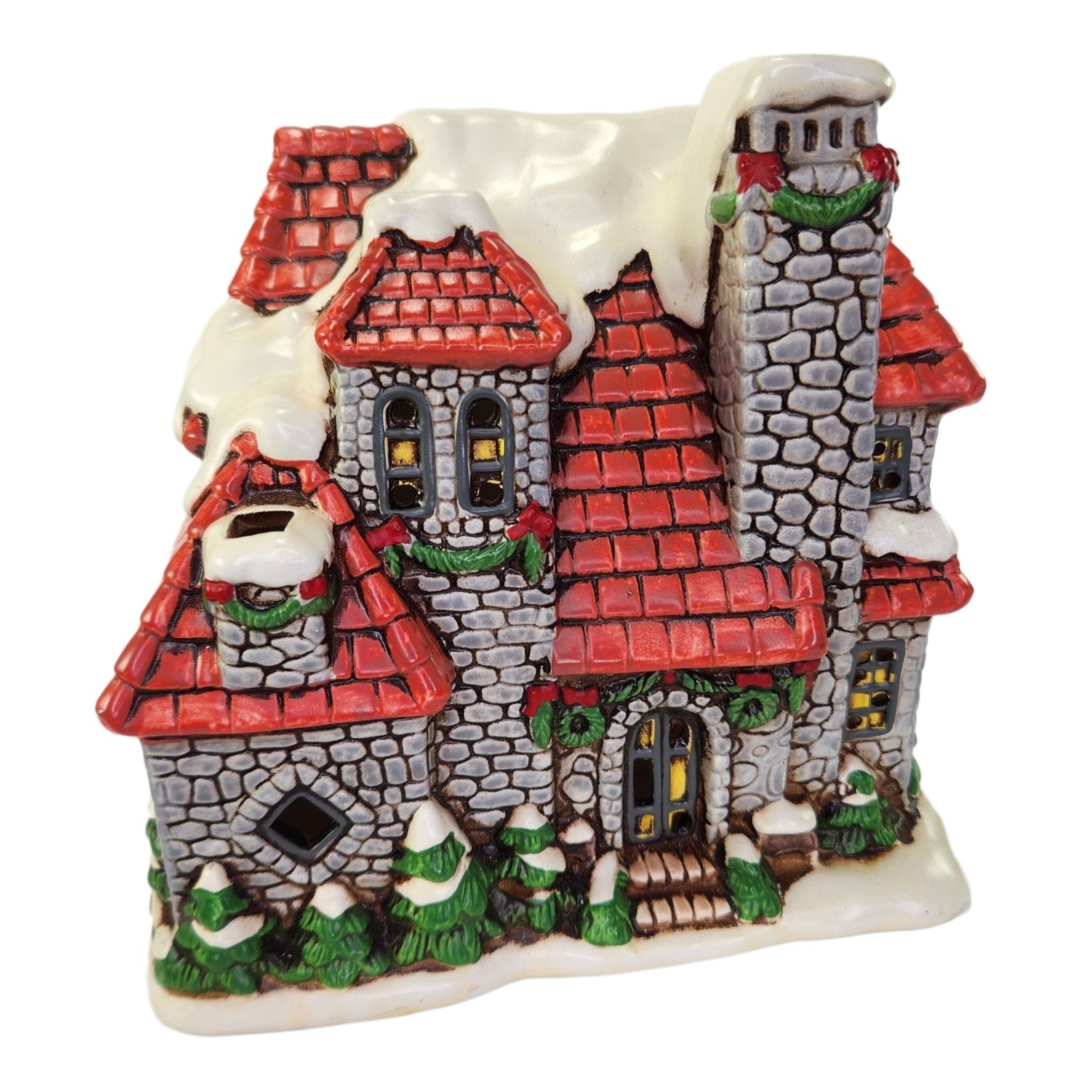 Geo Lefton Stone Christmas House Colonial Village Byron Wood 1987 Vtg NO LIGHT