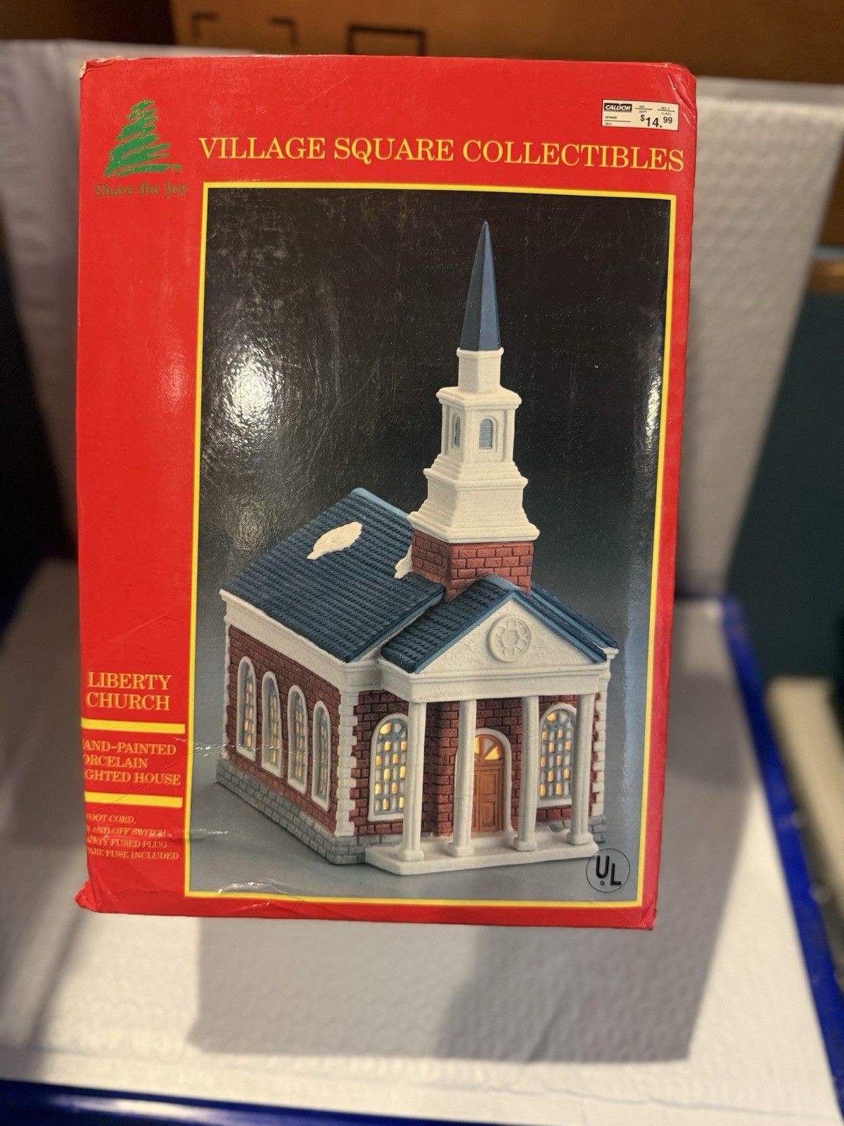 🎄 Share the Joy (Caldor) Vintage Liberty Church Christmas Village Set 💡