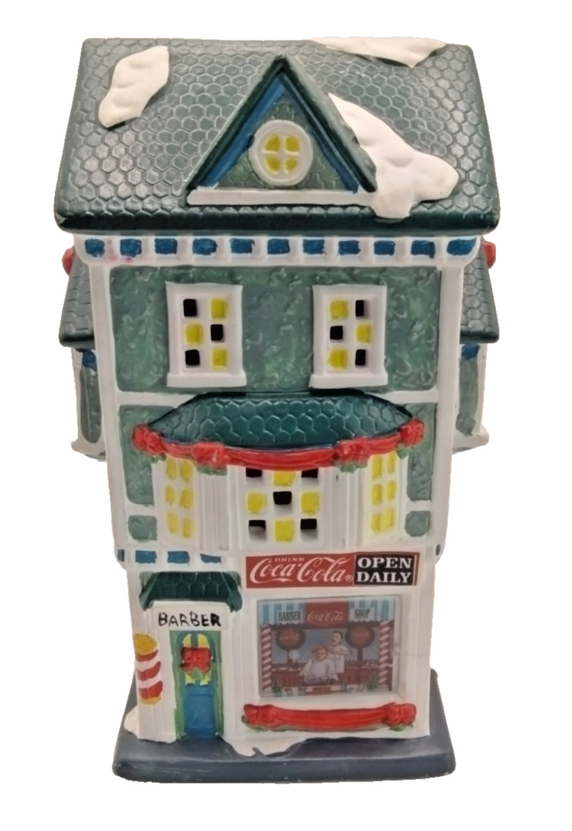 Coca Cola Town Square Collection Barber Shop 1995 Lighted Village Building