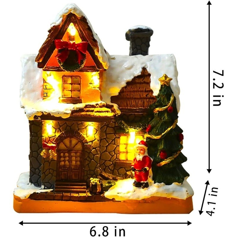 Handmade Christmas Village LED Light Santa House Resin Decoration Gift New