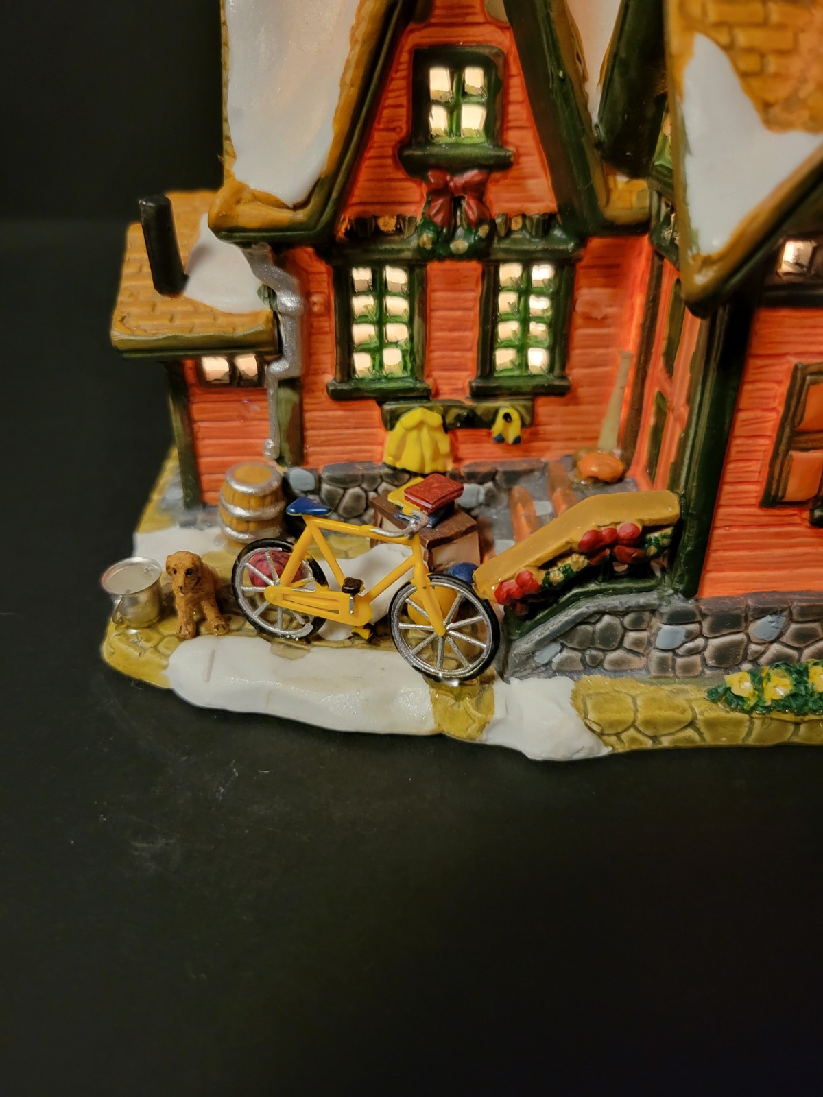 Lemax Christmas Holiday Village Mill Valley School 45021 Bicycle Dog Country
