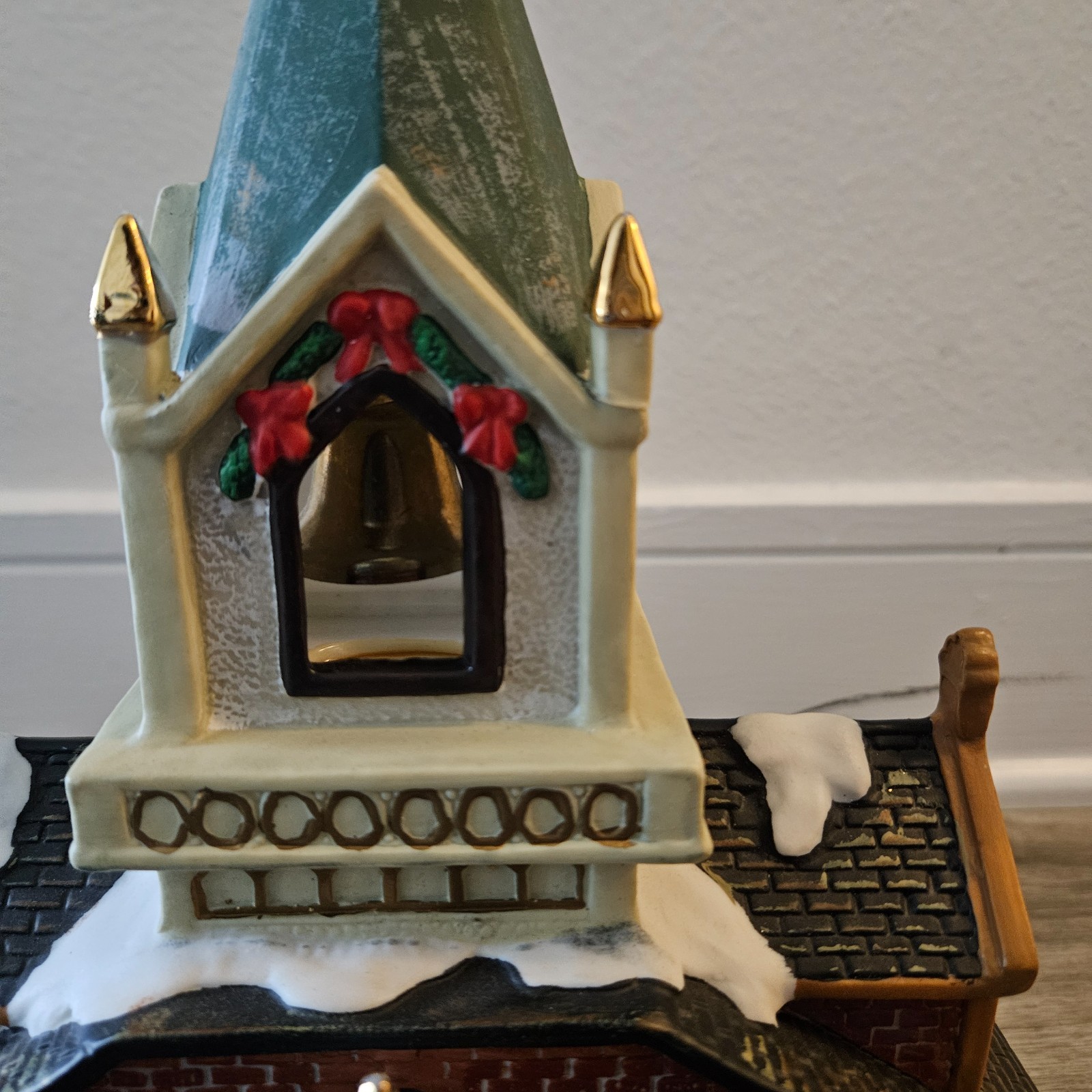Galleria Christmas Village Hand Painted Church Holiday Porcelain DAMAGED