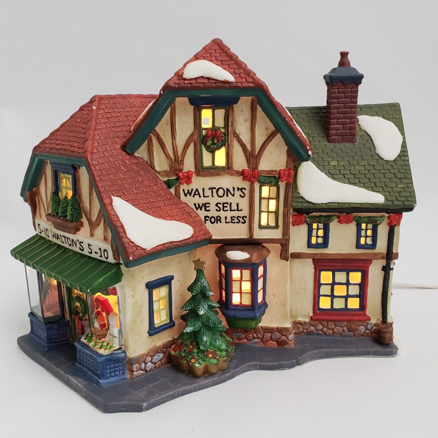 Holiday Time Walton’s 5-10 Store Lighted House Christmas Village Collectors