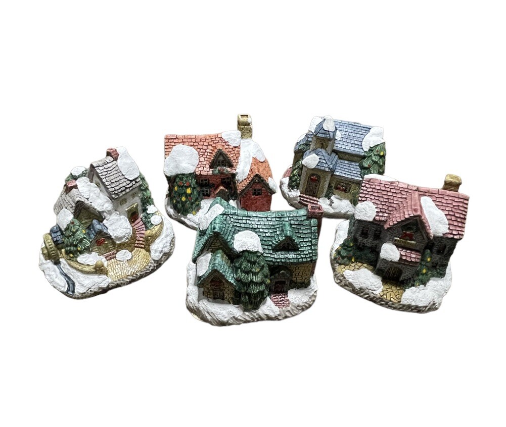 christmas village houses set of 5 Small 3 To 4 Inches Long And Tall