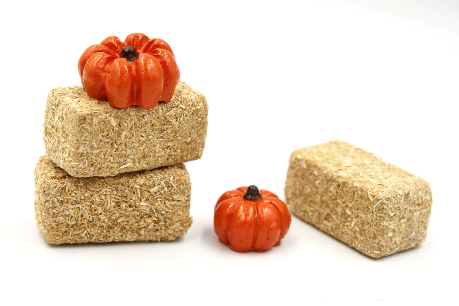 Miniature 24Pk Pumpkins or Hay Bales: Fall Fairy Garden, Haunted Village Decor
