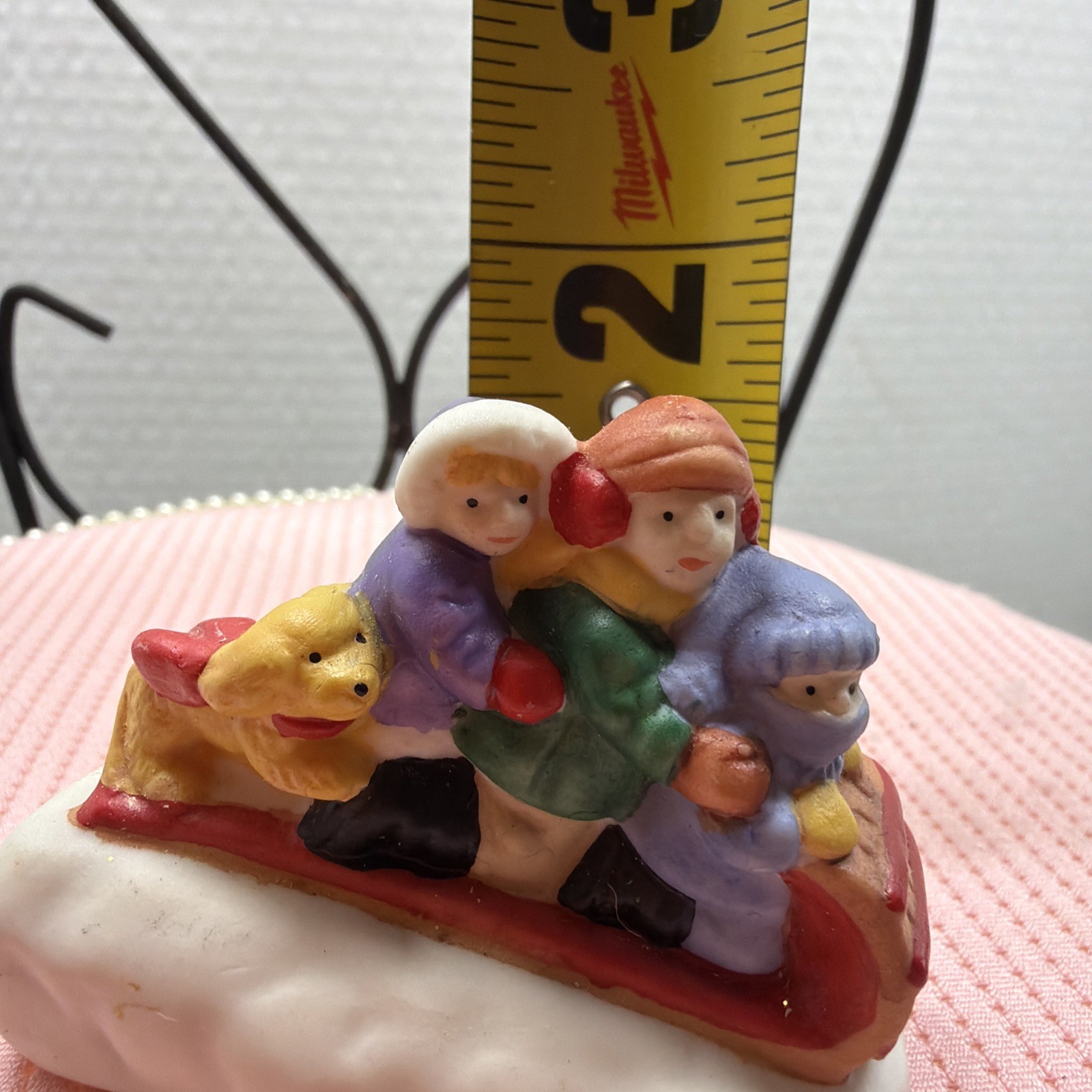 Sledding Kids Figure For Christmas Village