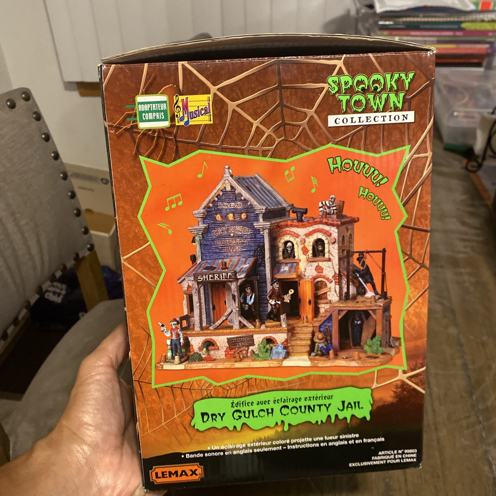 Lemax Spooky Town DRY GULCH COUNTY JAIL Old West Hanging 05833 Light & Sound NEW