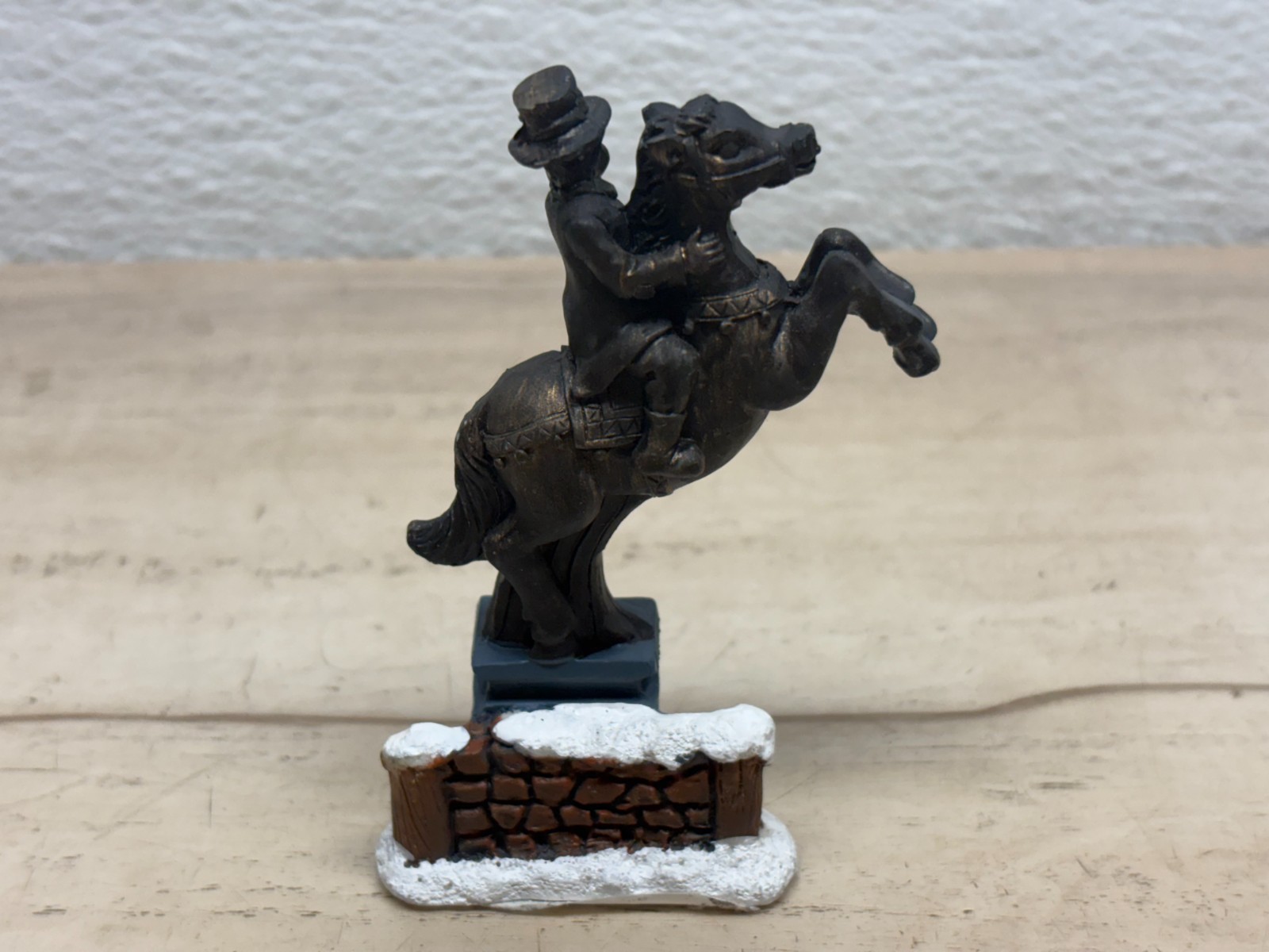 Christmas Village Figurines Set Of 4 People Horse Statue Rider & Bird House Tree