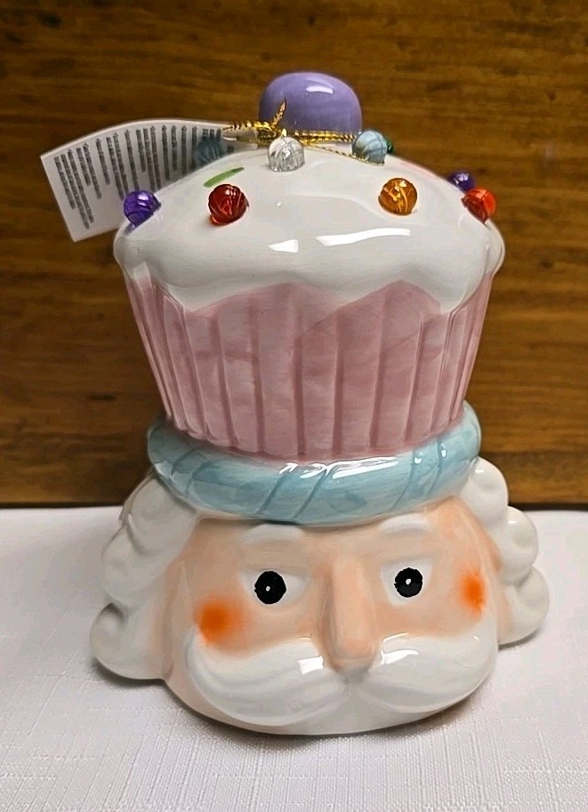 LIGHTED SANTA CUPCAKE Ceramic Hobby Lobby 4 x 4 x 5 inch Christmas