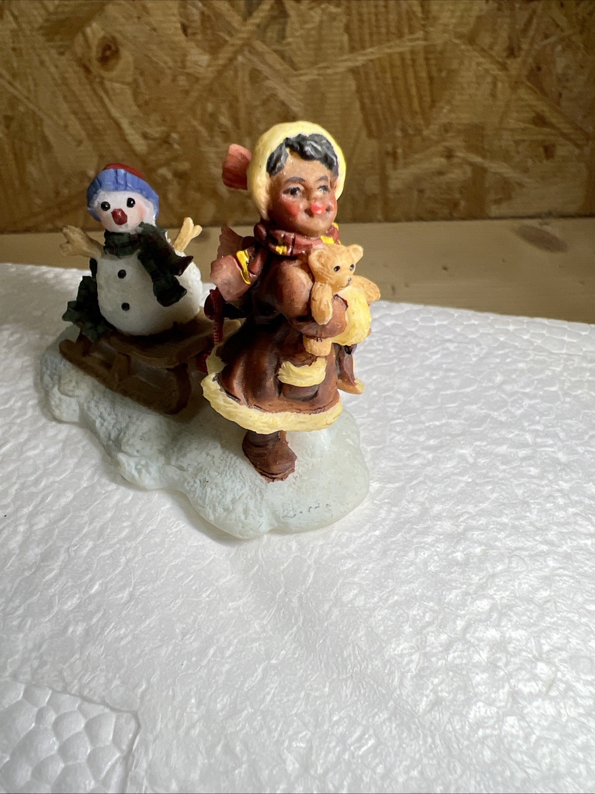 O’Well Girl With Sled And Snowman Presents Christmas Village Figurines Retired