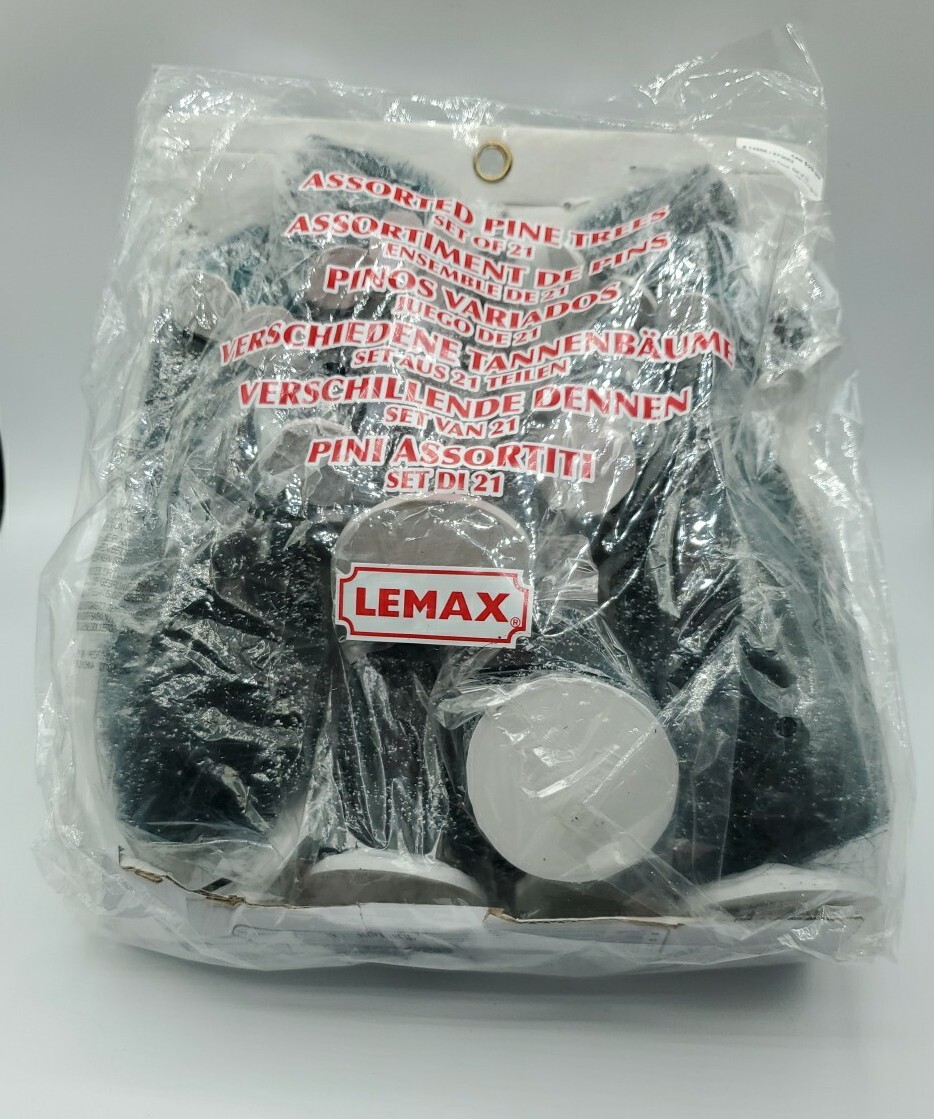 LEMAX Holiday Village 21 Piece Snowy Pine Trees Assorted Sizes-Train Set Accents