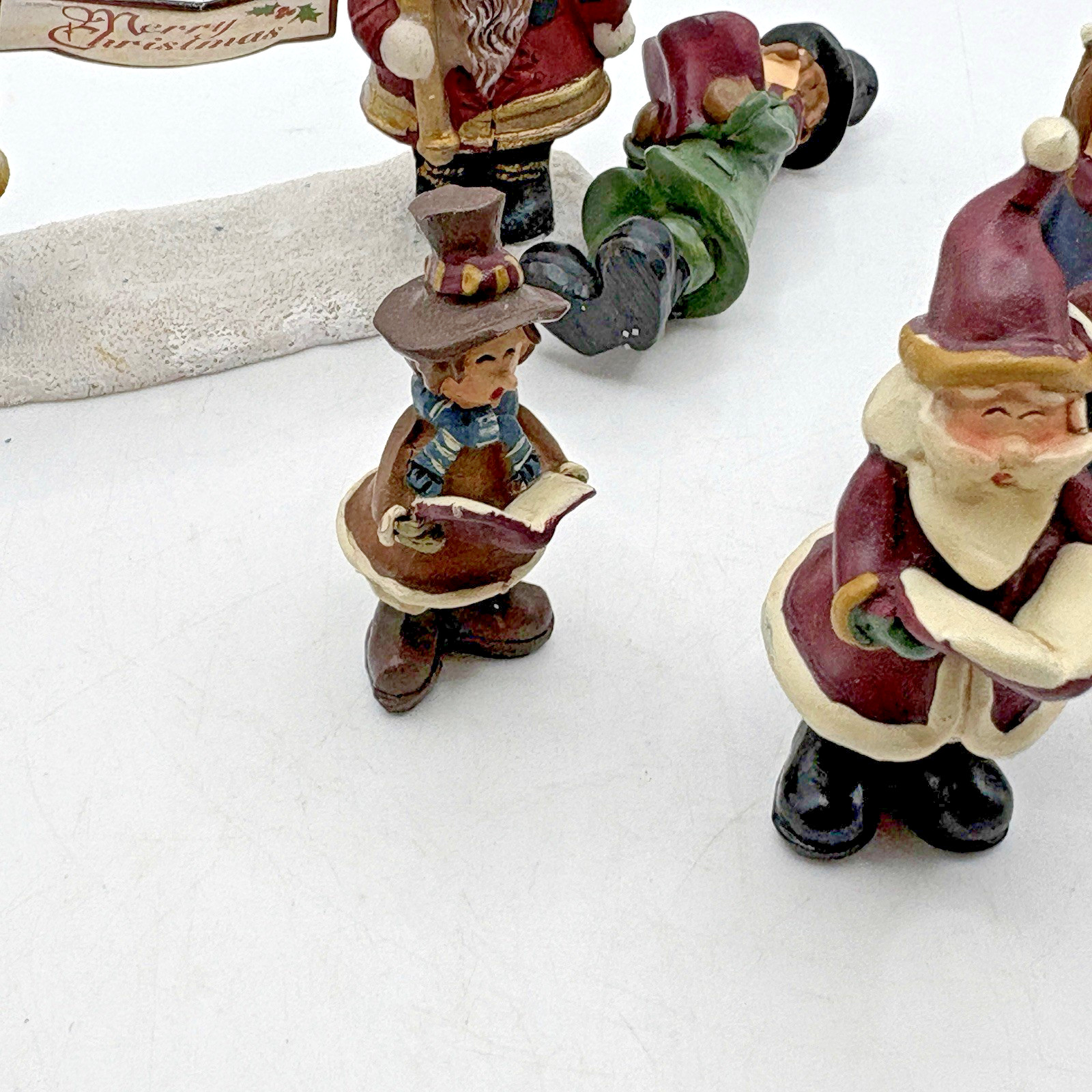 VTG Set Of Christmas Village Pieces People Figures Miniature Carolers Lot Of 7