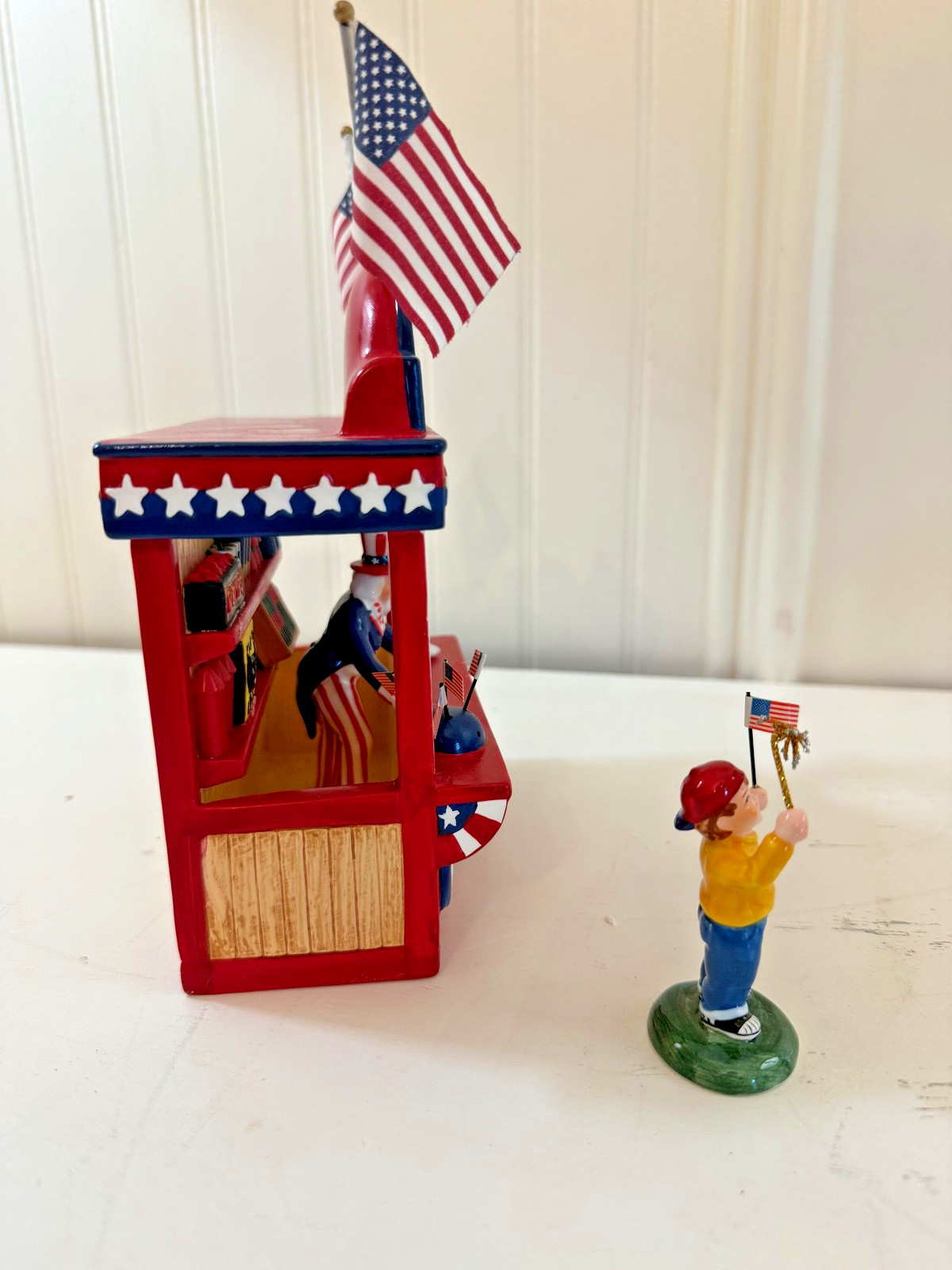 Dept 56 Uncle Sam’s Fireworks Stand 2Pc Figures July 4th #54974 Retired