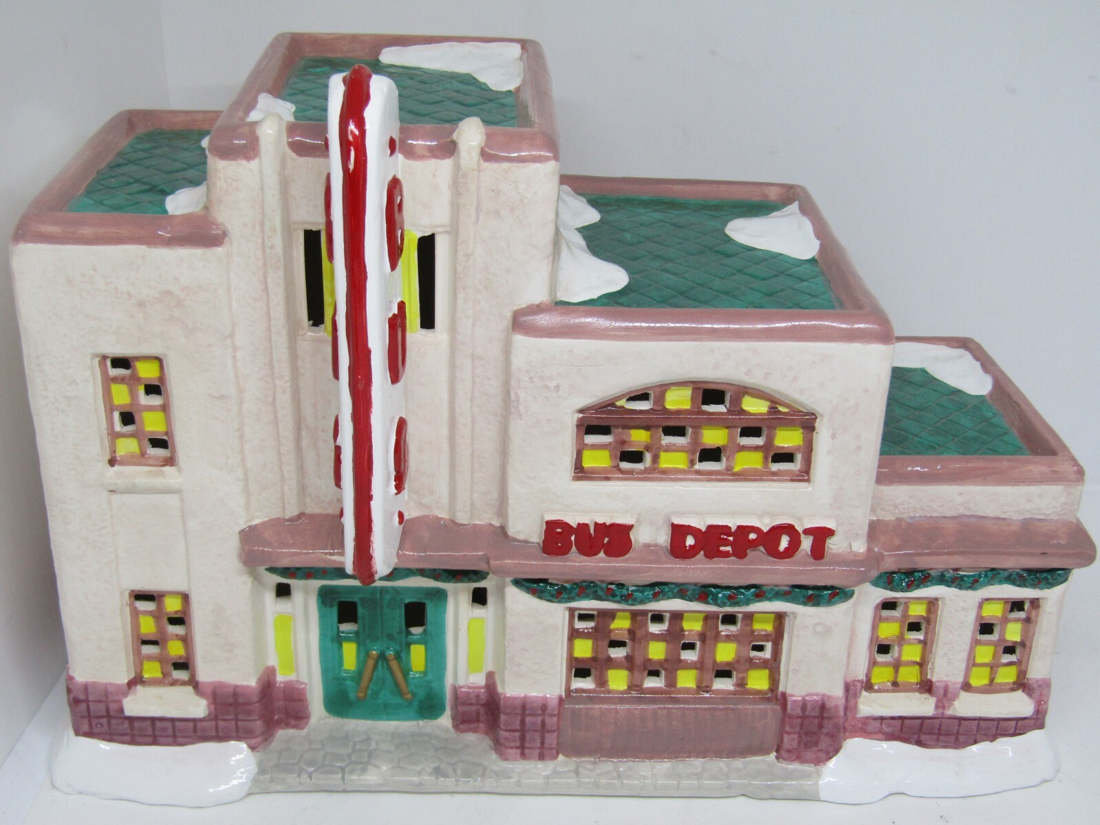 RARE!! 1993 Christmas Valley Collectible Seasonal Specialties Lighted Bus Depot