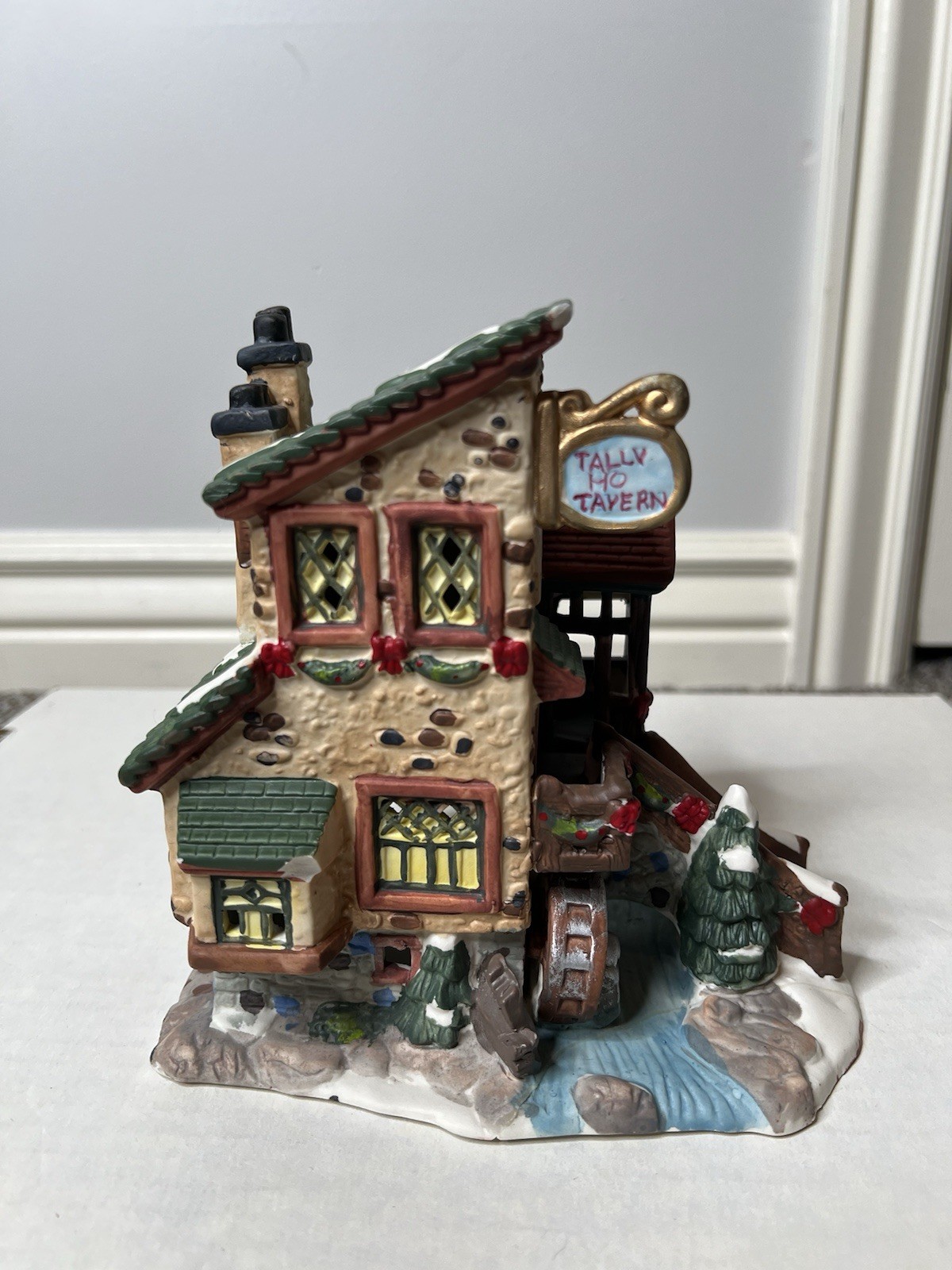 Christmas Streets Tally Ho Tavern 1999 lighted building Village With Cable