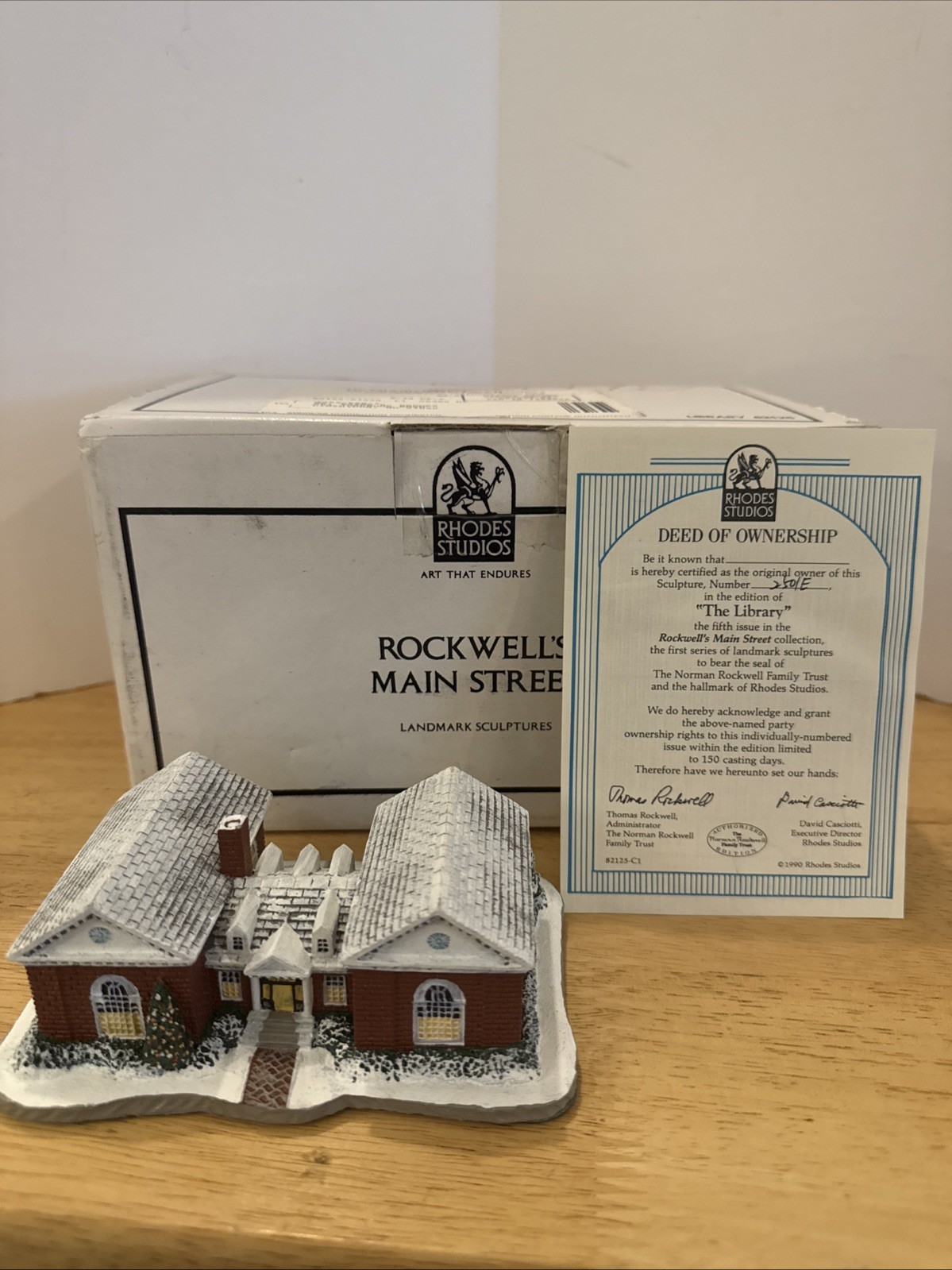Rhodes Studios Rockwell’s Main Street Library #82125 w COA – New In Box