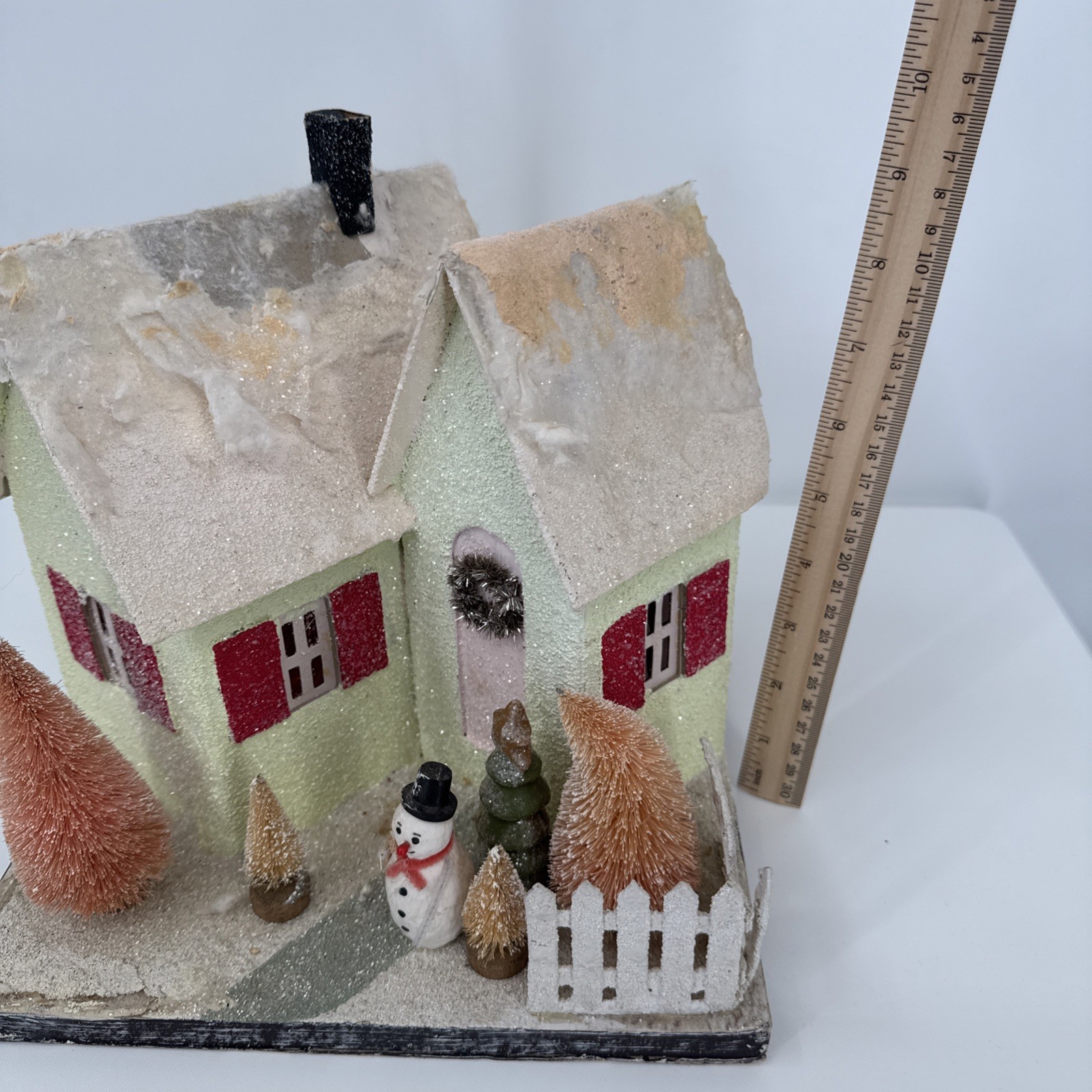 Vintage Christmas Cardboard Glitter House