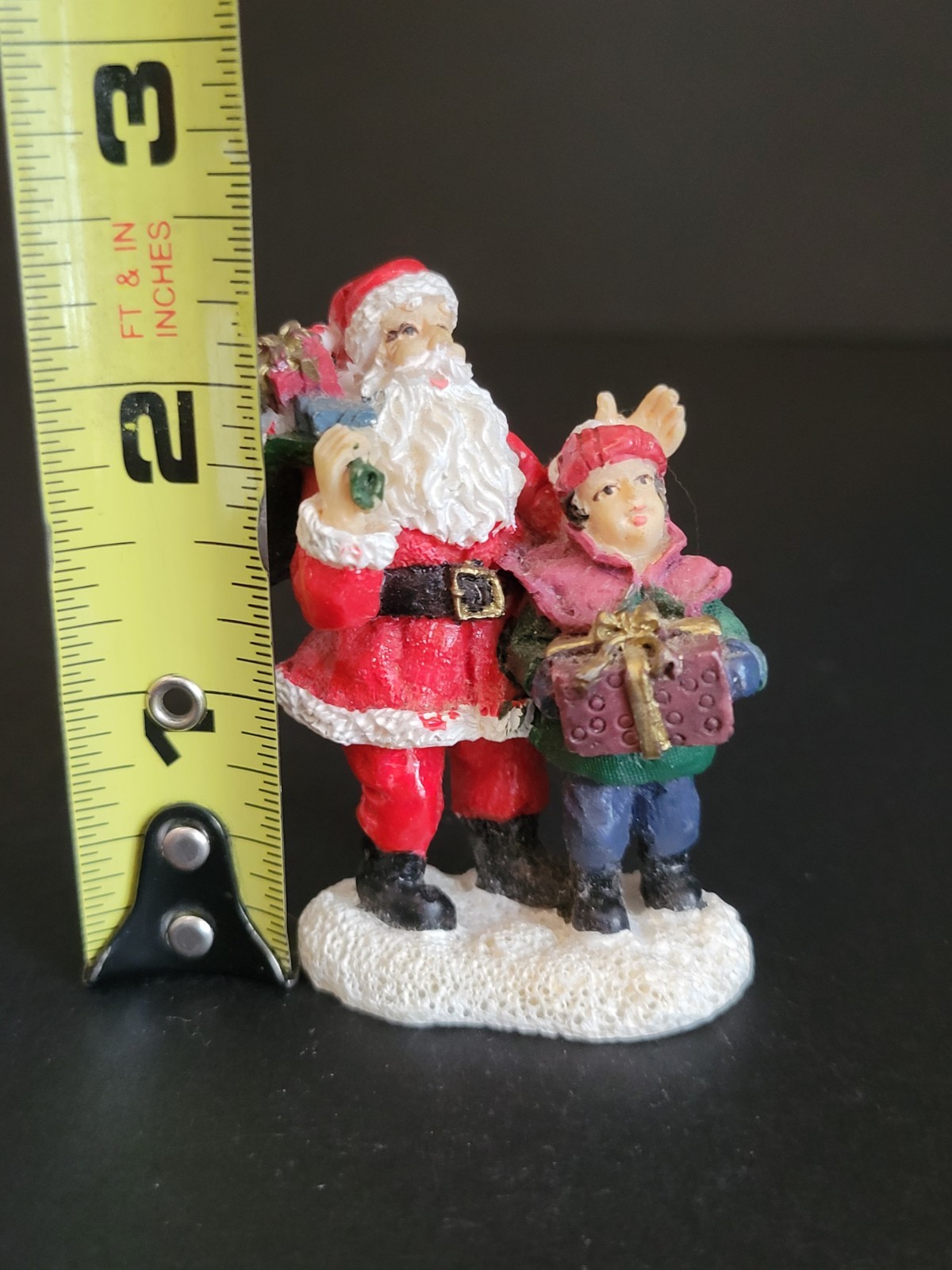 St. Nicholas Square Christmas Village Santa with Boy and Presents