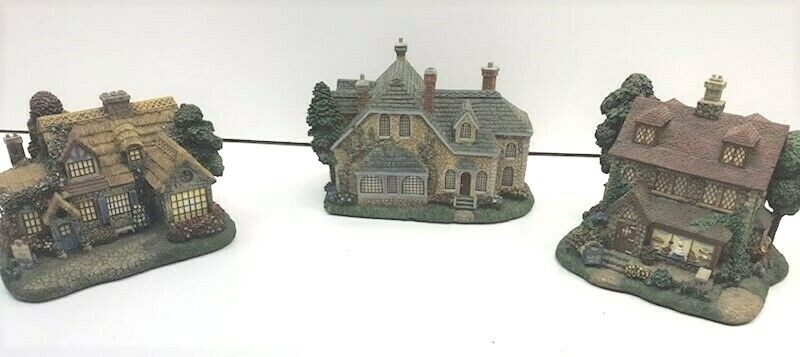 Thomas Kinkade Hawthorne Cottages Set of 3 Excell. Price approx. size 10″